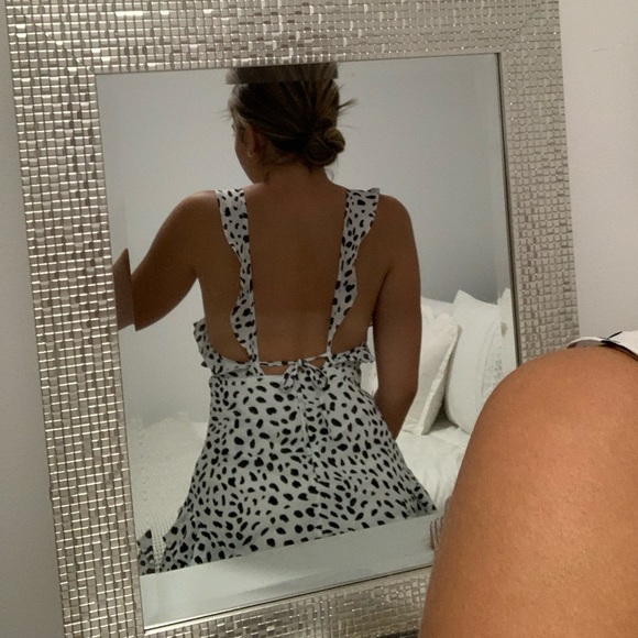 Abstract Dot Ruffle Mini Party Dress - Picture 3 of 3